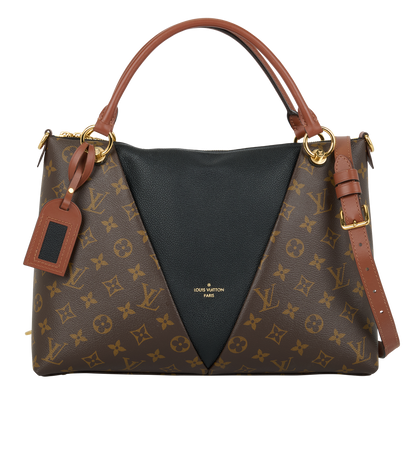 V Tote MM, &pound;950, Handbags, Black/Brown, Leather, Canvas, Front view